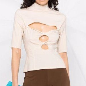 JACQUEMUS  Le Haut Palmi in off-white, sexy high neck, size FR 38